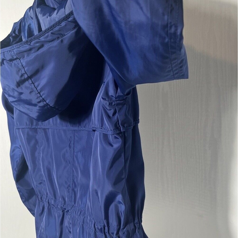 Zara Lightweight Windbreaker Blue Jacket Hood Zipper Snap Buttons Women’s Medium - Picture 7 of 9